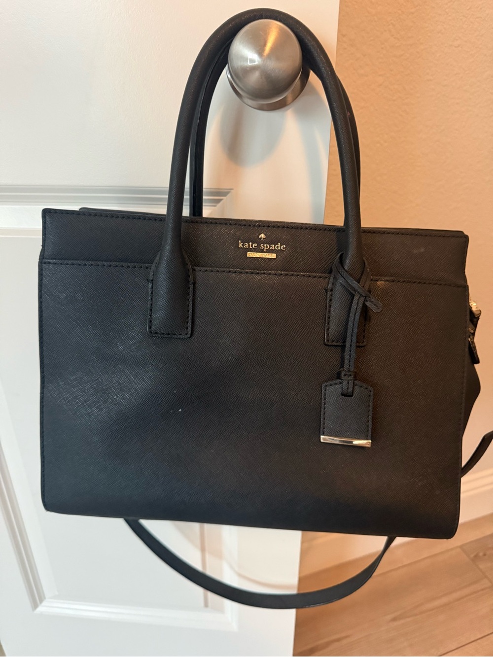kate spade Black Saffiano Satchel with Removable Strap